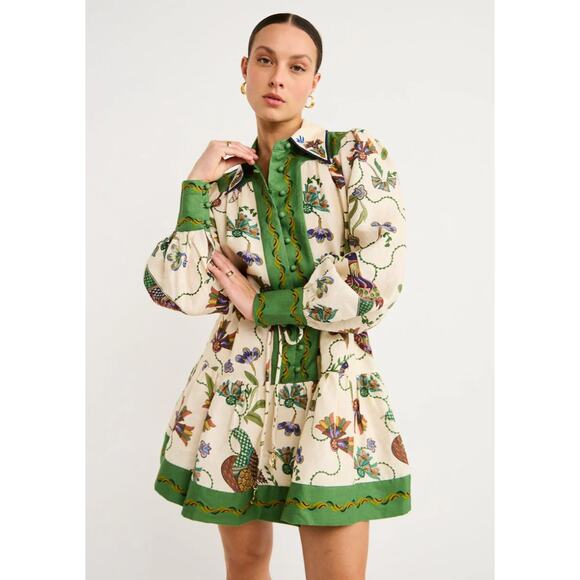 ALEMAIS Dresses & Skirts - Alemais Green and Cream Floral Mini Dress